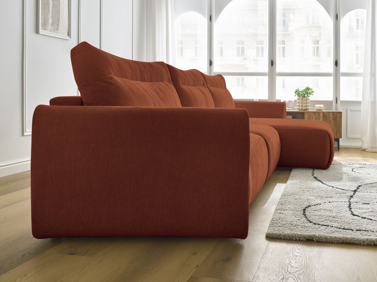 Bobochic Aden Ecksofa 386 × 152 cm Stoff Orange Ecke rechts