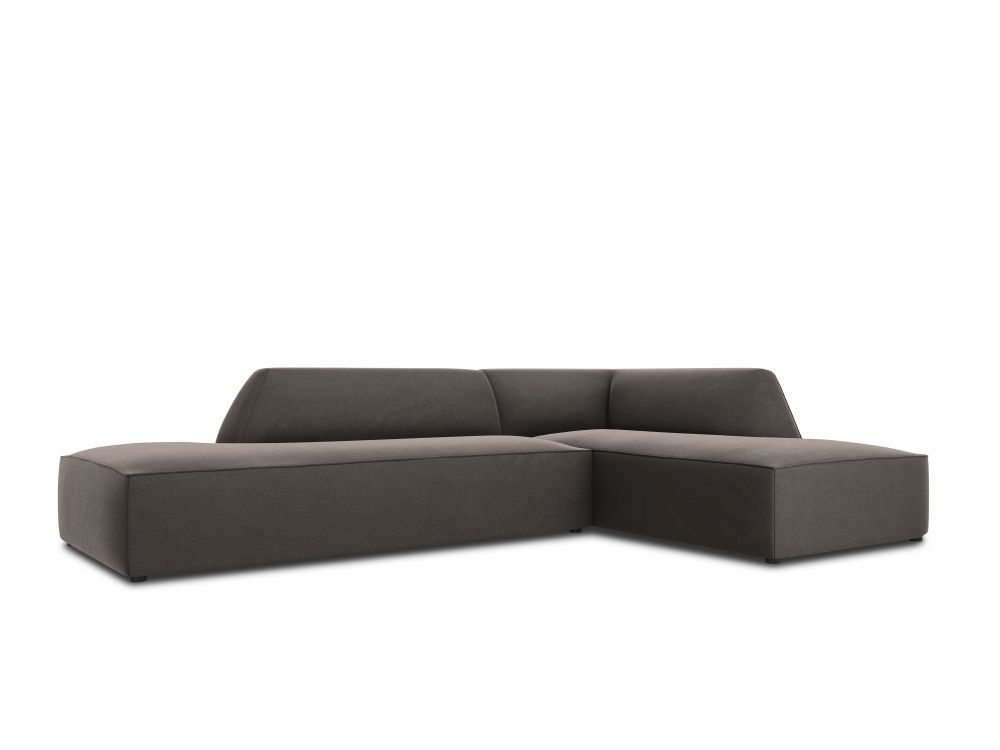 Cosmopolitan Design Ecksofa Siena 4-Sitzer offen Samt Salvador Dunkelgrau Rechts
