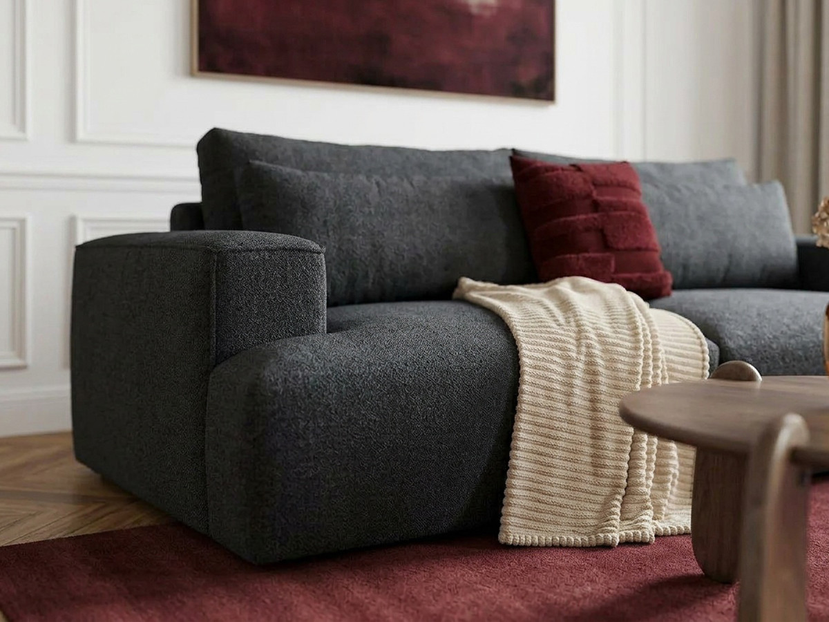 Bobochic Twiny Sofa 3-Sitzer Stoff Dunkelgrau