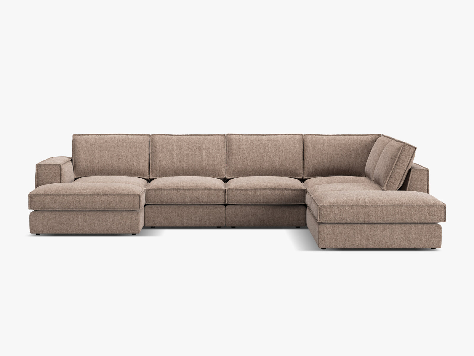 Micadoni modulares Panorama Ecksofa Pola 5-Sitzer Rechts Strukturierter Stoff Babel Hellbraun