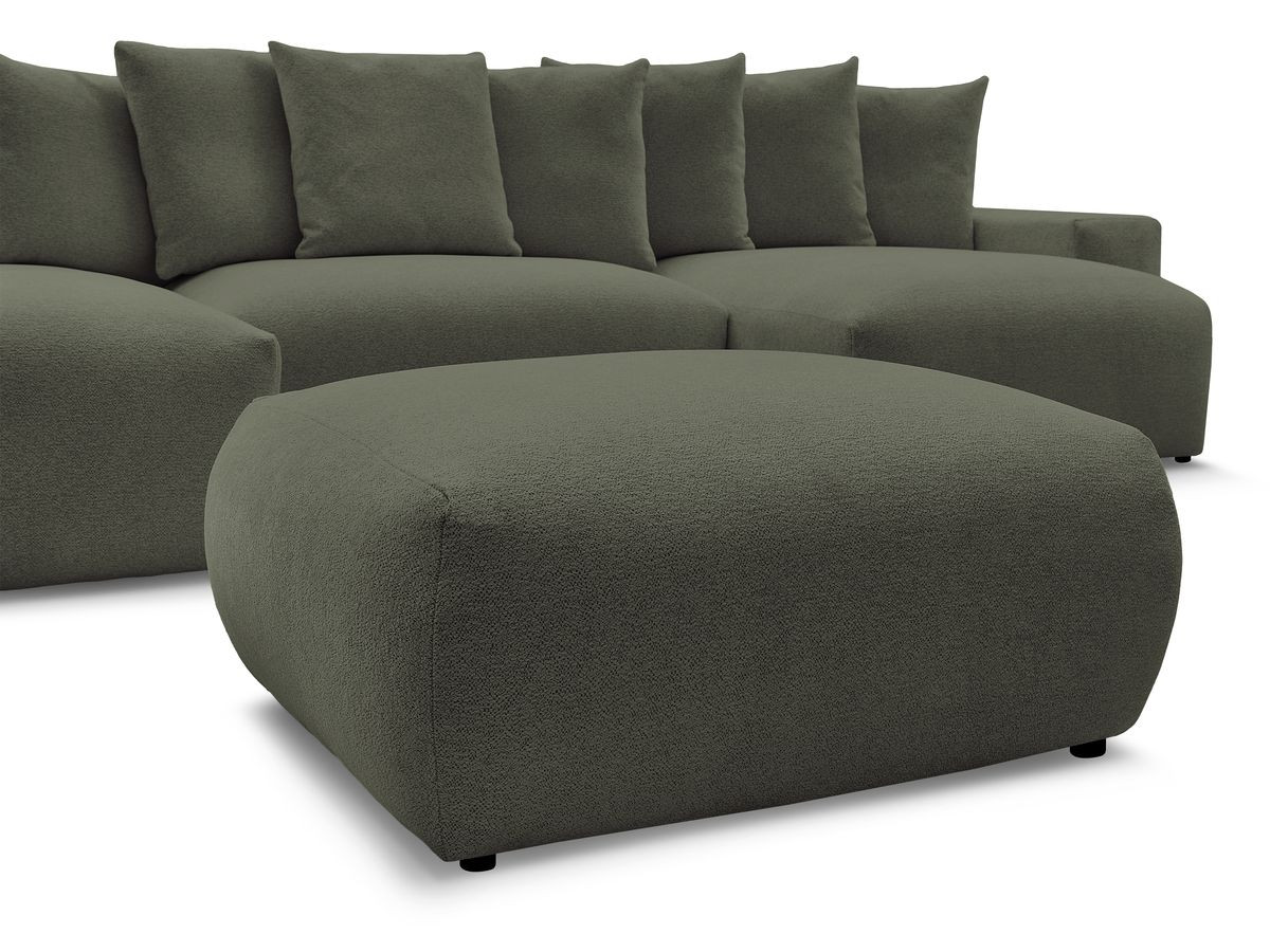 Bobochic Voltaire Wohnlandschaft mit Pouf 420 × 174 cm, Liegefläche 135 × 345 cm Melange-Stoff Grün