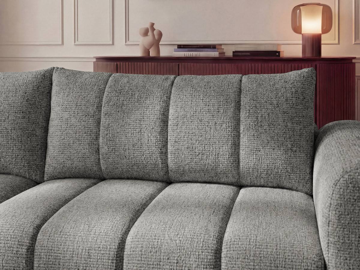 Bobochic Nesty Ecksofa 272 cm mit Pouf Melange-Stoff Dunkelgrau Ecke links