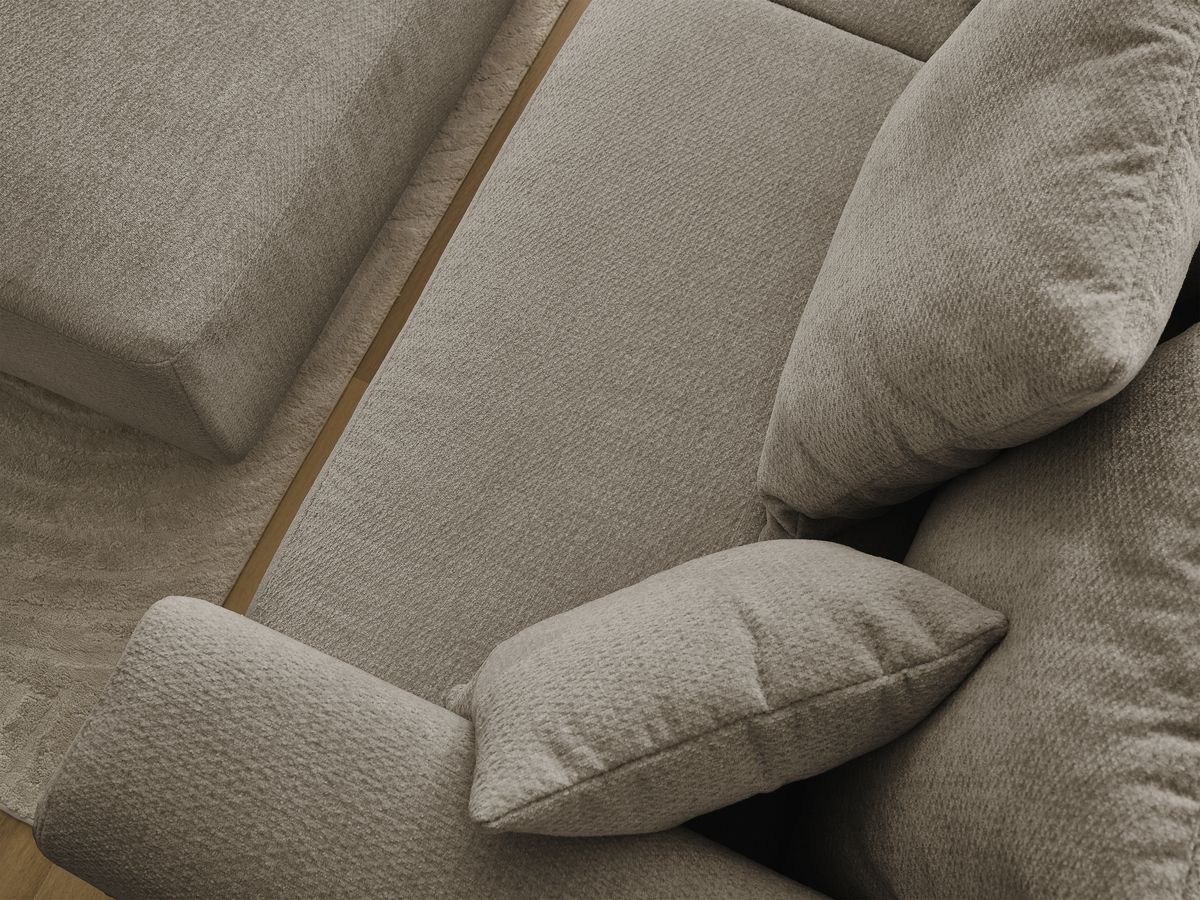 Bobochic Sidonie Sofa 3-Sitzer mit Pouf Melange-Stoff Taupe
