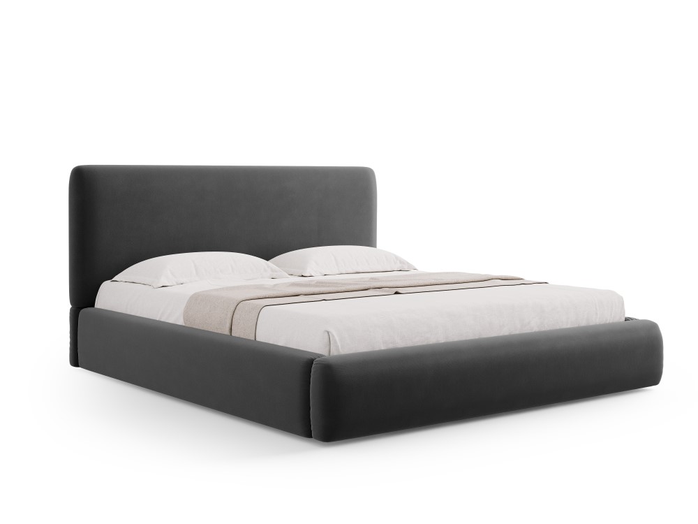 Cosmopolitan Design Stauraumbett mit Kopfteil Colonel 180x200 Samt Riviera Dunkelgrau Melange