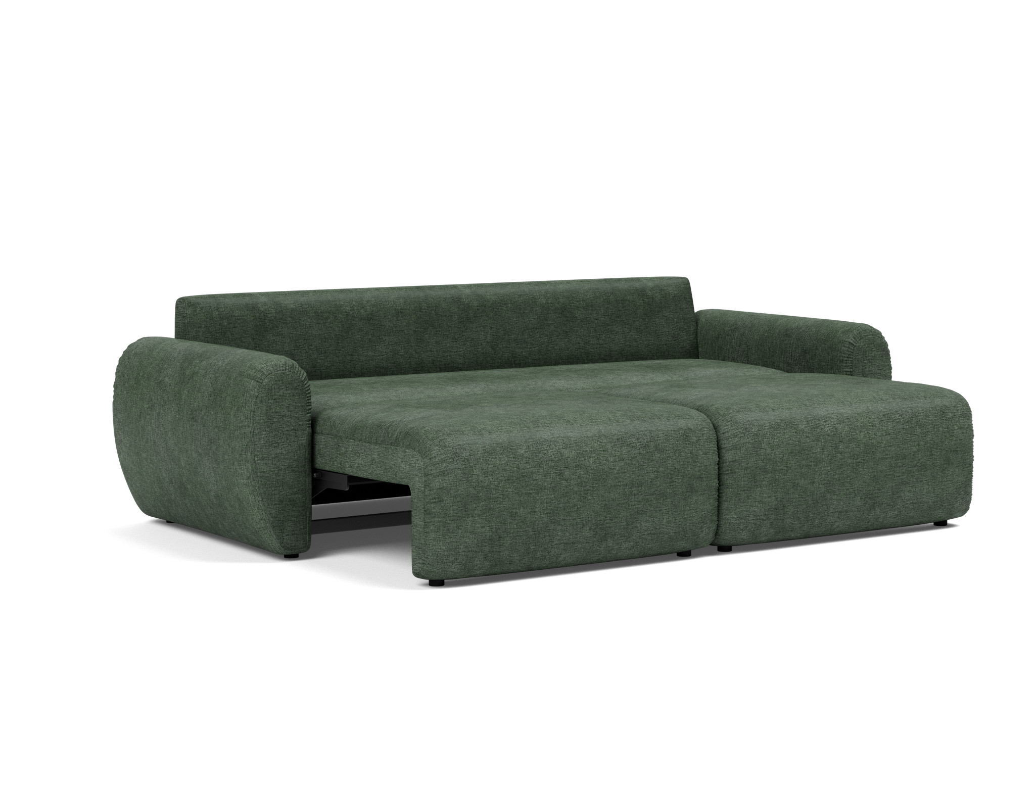 Schlafsofa Norum mit Curve-Armlehnen Flachgewebe Avella 281-Pine-Green