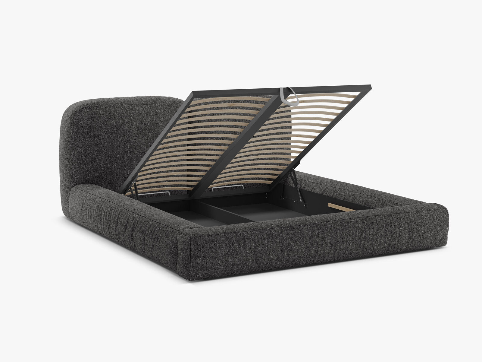 Micadoni Stauraumbett mit Kopfteil Martina Boucle Monet Anthrazit 160x200