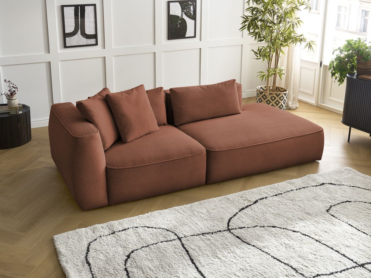 Bobochic Leopold Sofa 3-Sitzer Cordsamt Orange Armlehne links