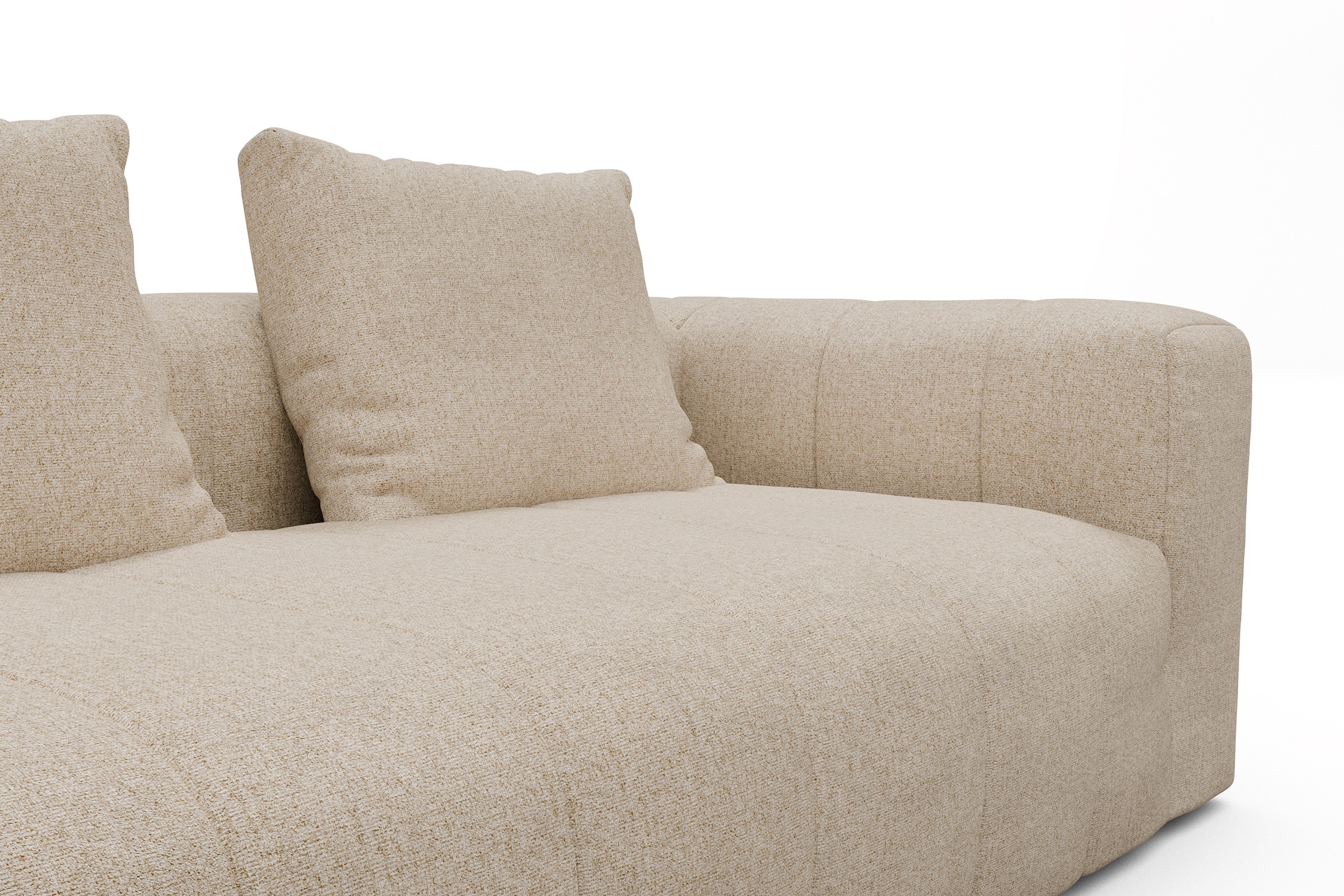 Ecksofa Hugo 2,5-Sitzer Armlehne rechts mit Chaiselongue Casone-Natural-Beige