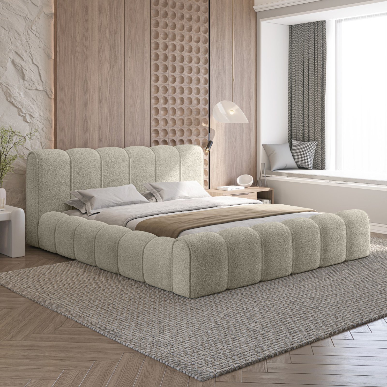 Polsterbett Belio Boucle 140x200 mit Holzrahmen Quelle 03