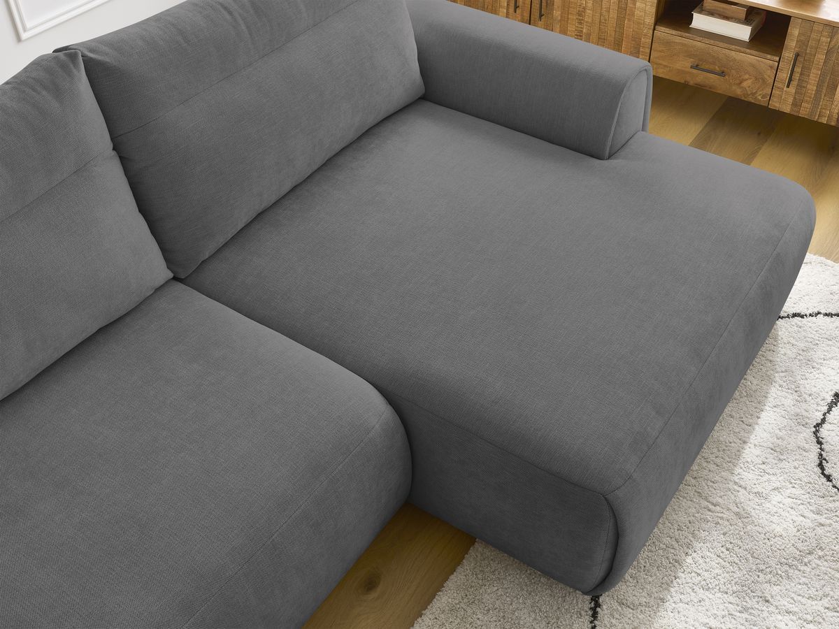 Bobochic Aden Ecksofa 293 × 152 cm Stoff Dunkelgrau Ecke rechts