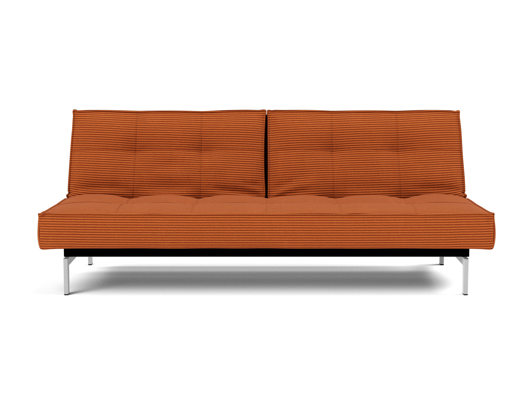 Schlafsofa Splitback Kord Corduroy 595-Burnt-Orange Beine Chrom