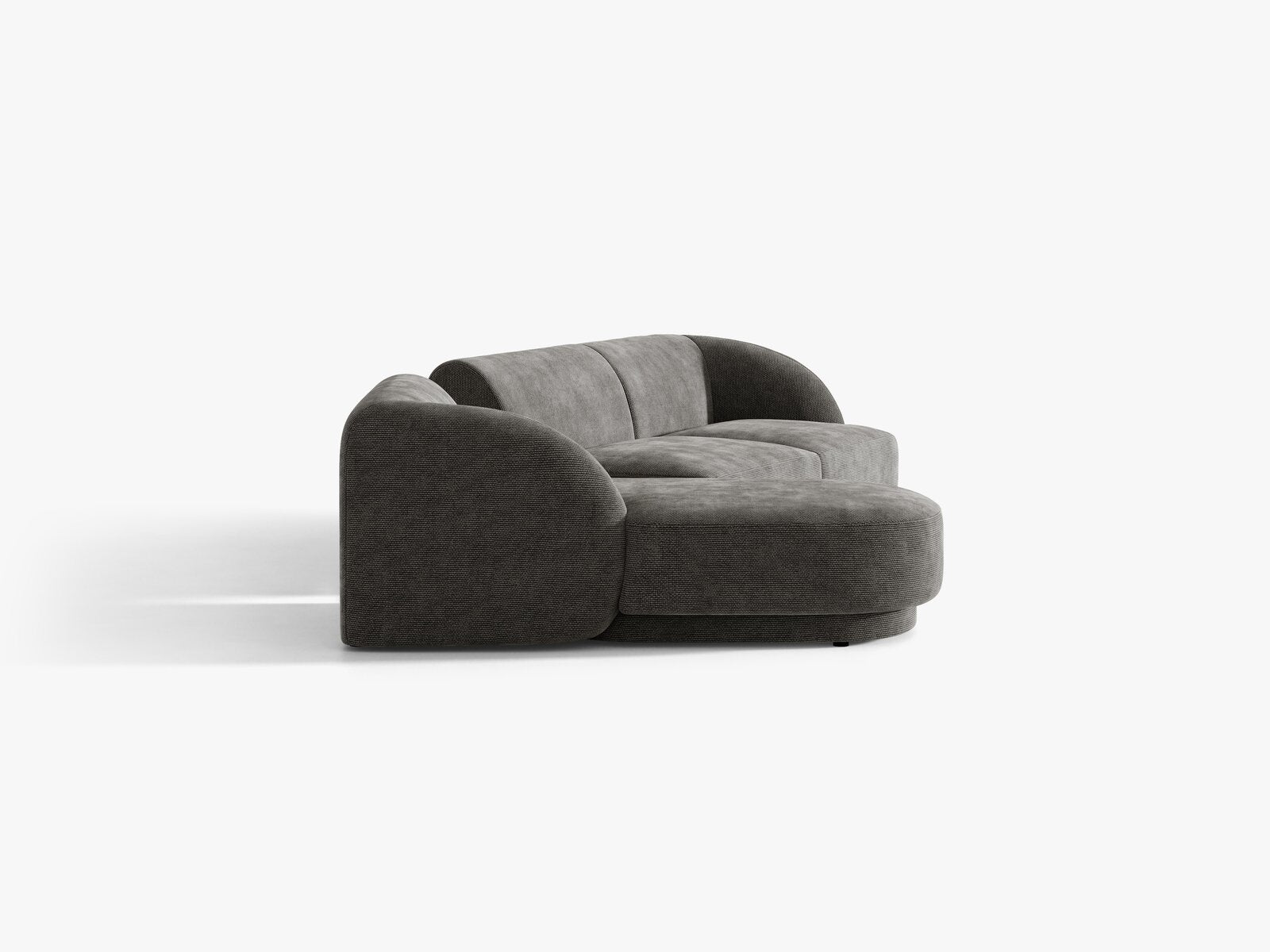Micadoni Modulares Sofa Miley mit Recamiere 3-Sitzer Links Chenille Haga Grau