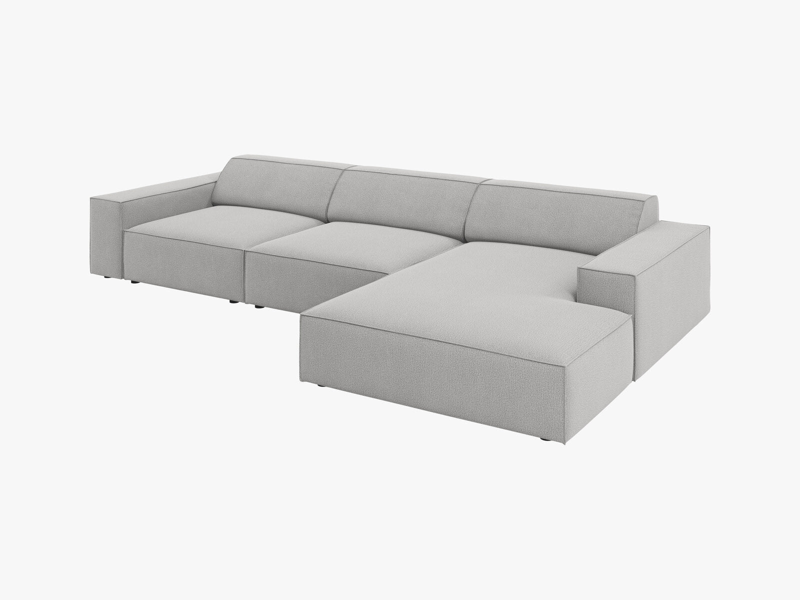 Micadoni Ecksofa Jodie 4-Sitzer Rechts Strukturierter Stoff Megan Hellgrau