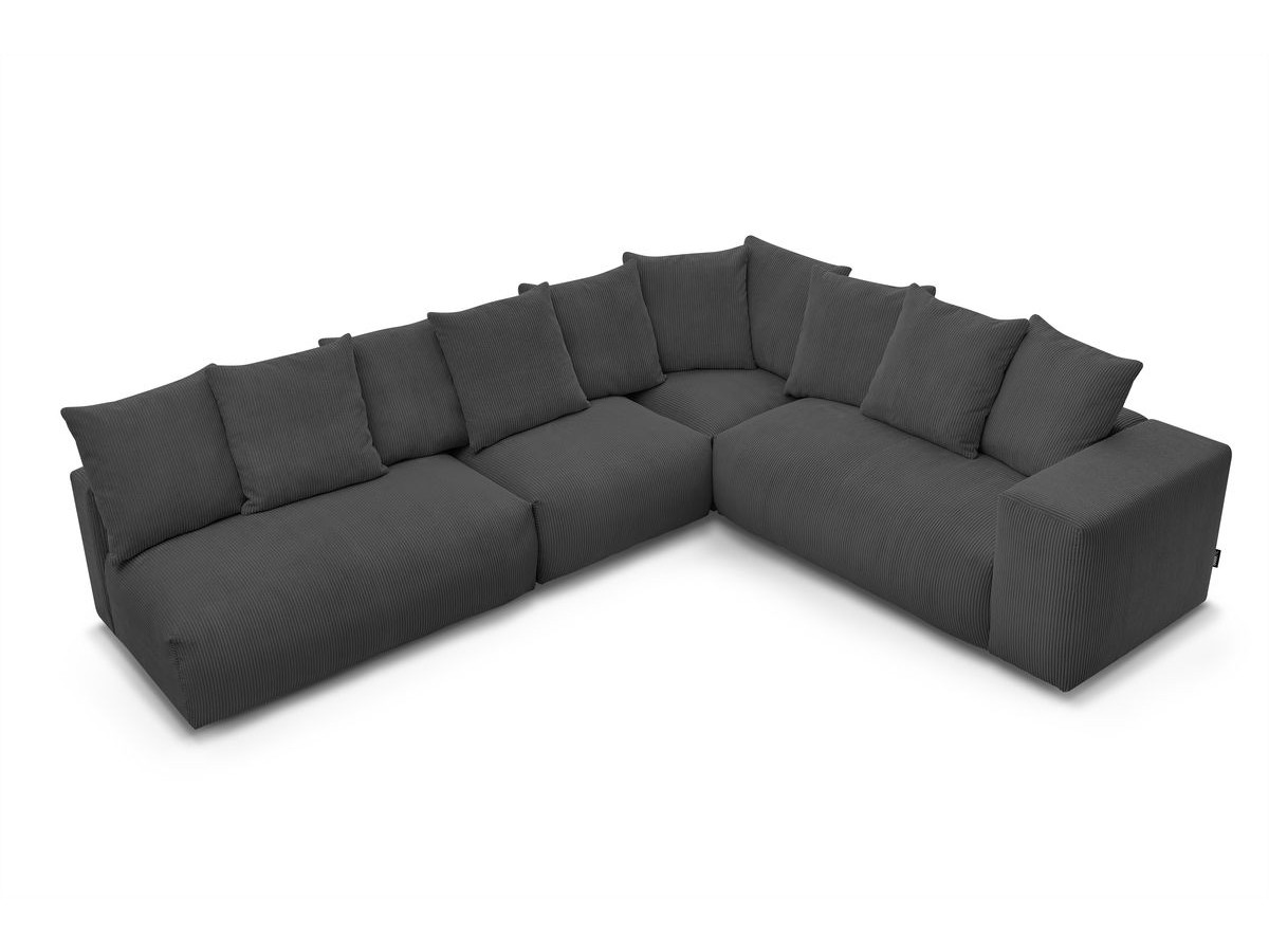 Bobochic Voltaire Ecksofa 322 × 268 cm Cordsamt Dunkelgrau Ecke rechts