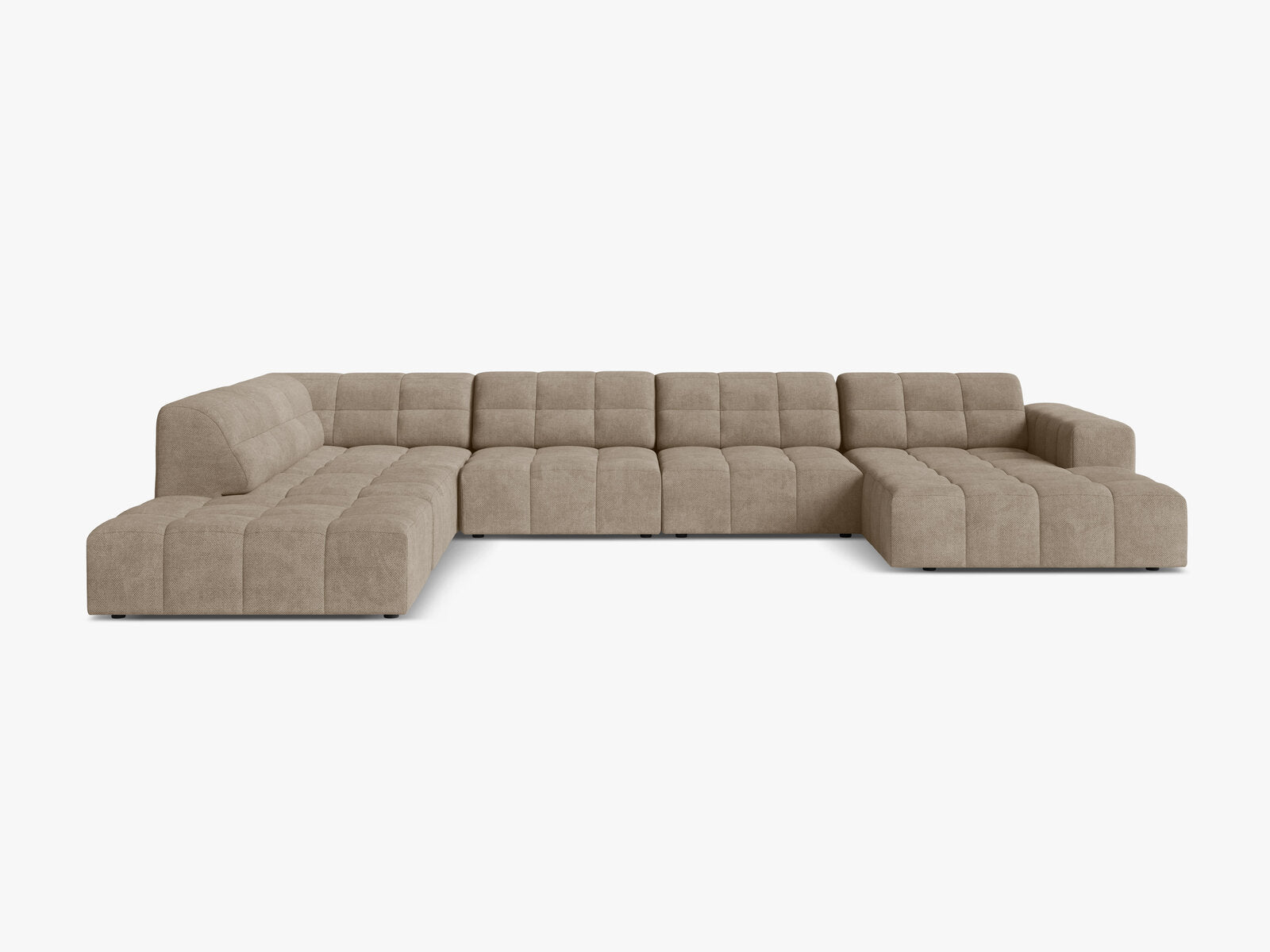 Micadoni Panorama Ecksofa Jennifer 7-Sitzer Links Chenille Eden Dunkelbeige