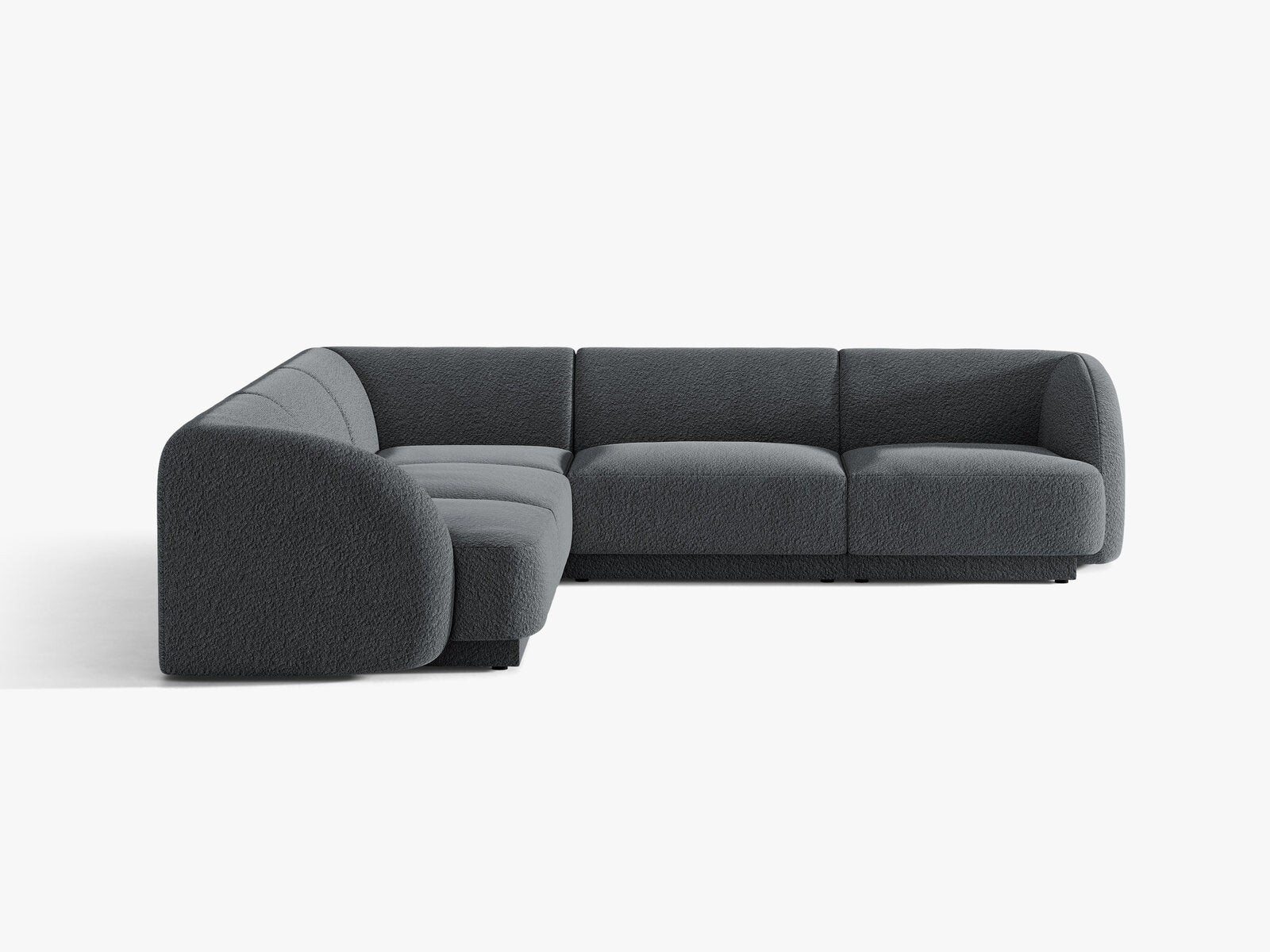 Micadoni 5-Sitzer Symmetrisches Ecksofa Miley Boucle Baloo Dunkelgrau