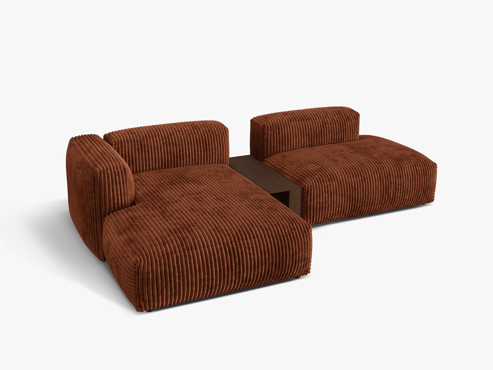Micadoni Ecksofa Martina 2-Sitzer mit Couchtisch Links Kord Ziegel