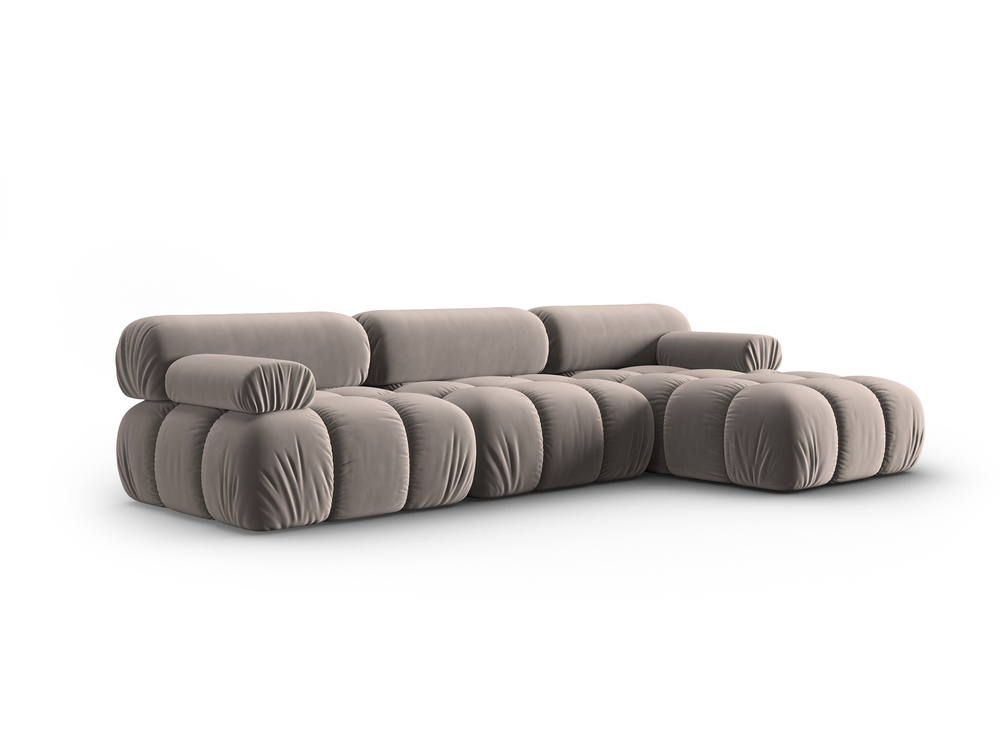 Cosmopolitan Design Modulares Ecksofa Cortina 4-Sitzer Samt Bluvel Cappuccino Rechts
