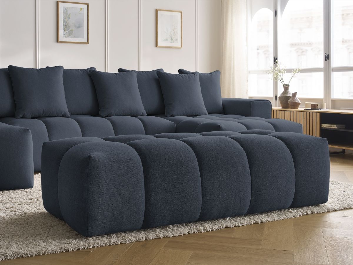Bobochic Mont-blanc Wohnlandschaft mit Pouf Melange-Stoff Dunkelblau