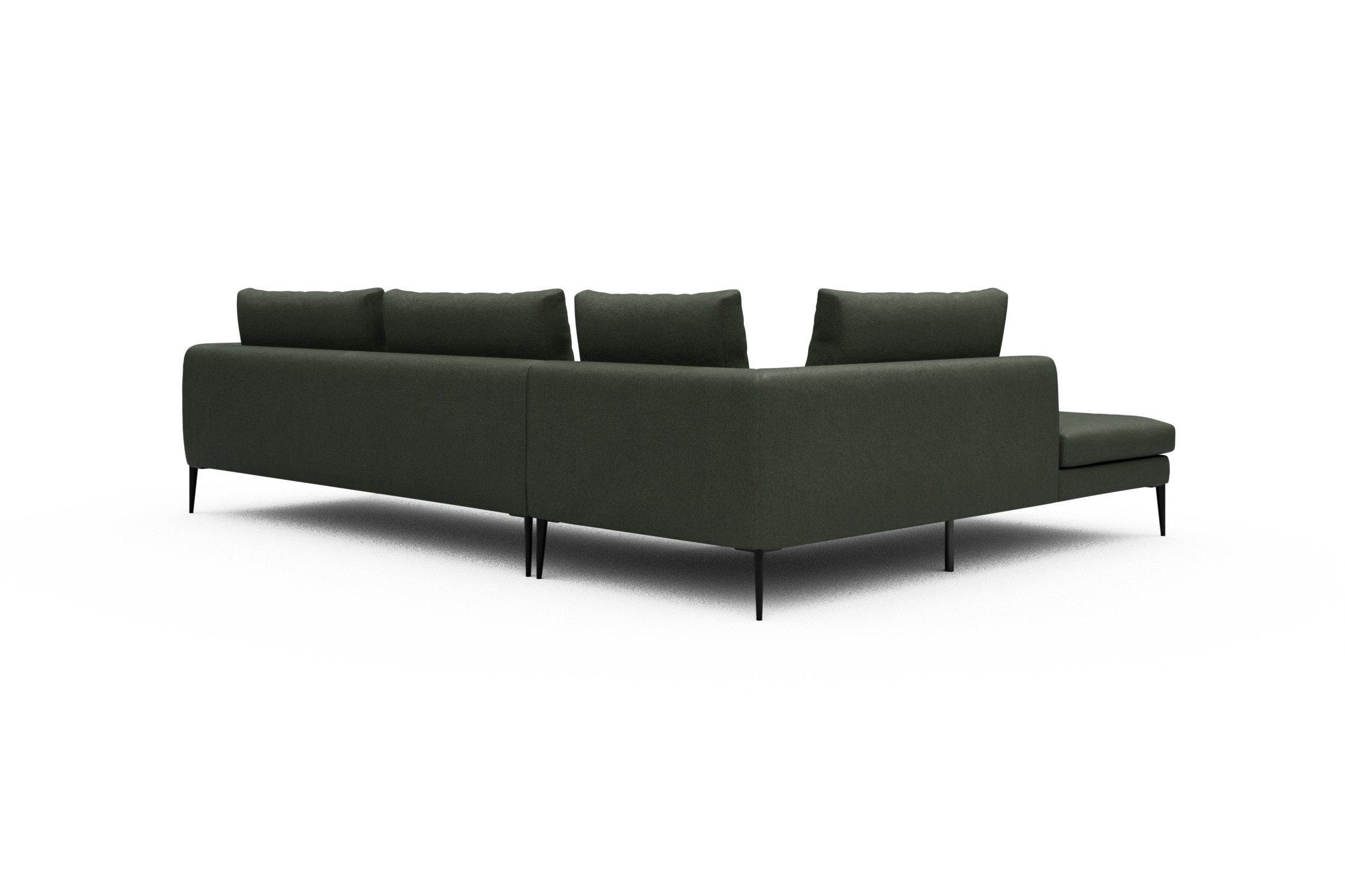 Ecksofa Paul Relax-Ecke rechts mit 3-Sitzer Denari-Forest-Green