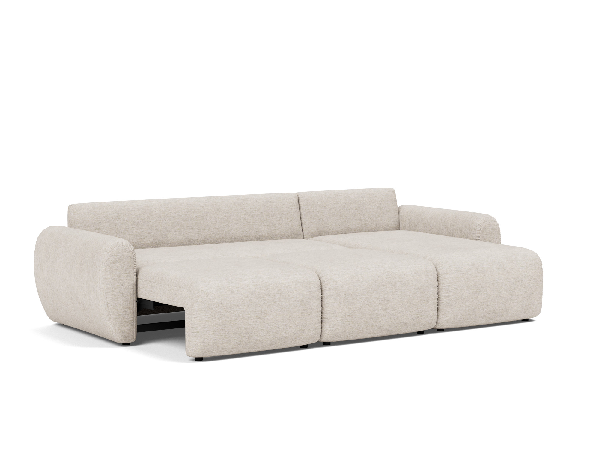 Schlafsofa Norum mit Chaiselongue und Curve-Armlehnen Chenille Yuveno 470-Natural