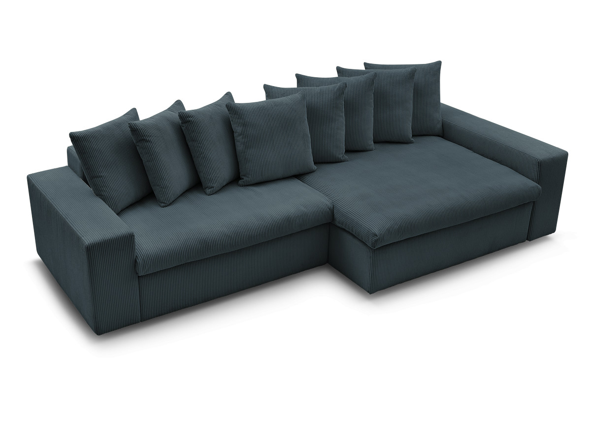 Bobochic Enore Ecksofa 330 × 157 cm Cordsamt Dunkelblau Ecke rechts