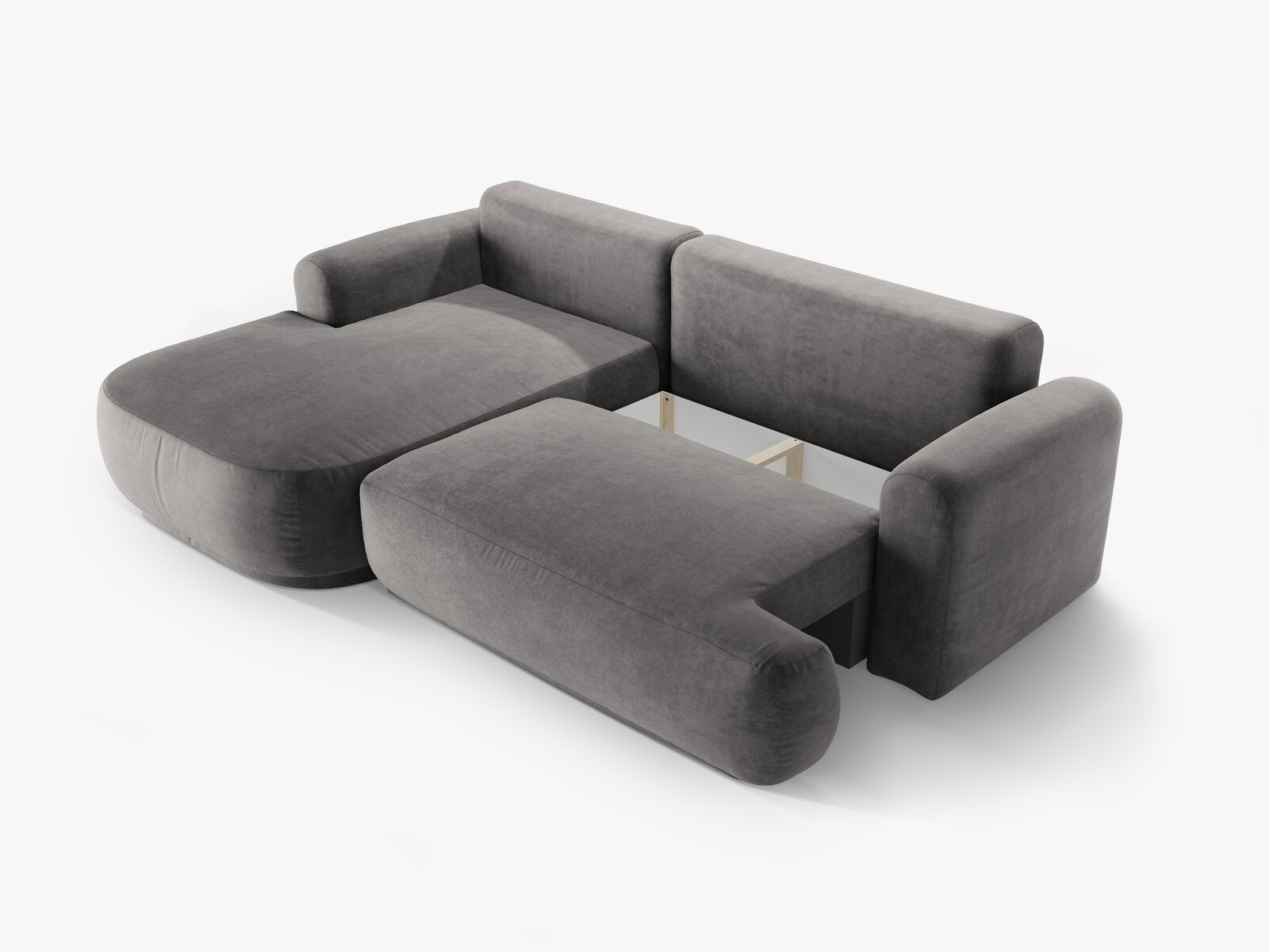 Micadoni Ella Ecksofa 5-Sitzer mit Schlaffunktion Links Samt Vogue Grau