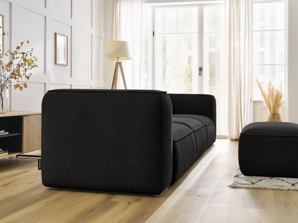 Bobochic Zephyr Sofa 4-Sitzer mit Pouf Strukturstoff Schwarz