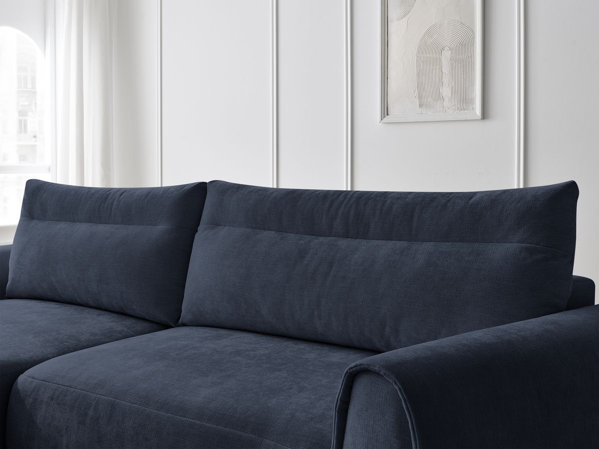Bobochic Aden Ecksofa 293 × 152 cm Stoff Dunkelblau Ecke links