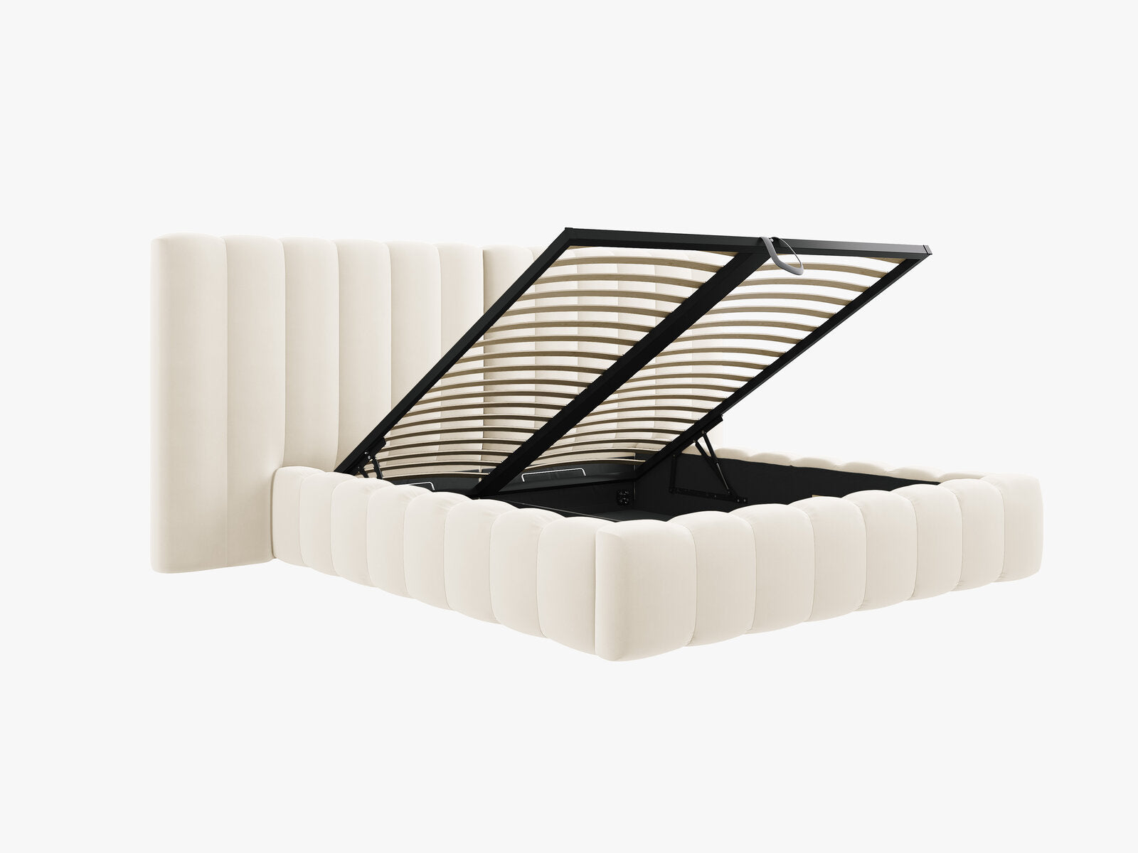 Micadoni Bett Kelp mit Doppelkopfteil Samt Bluvel Helles Beige