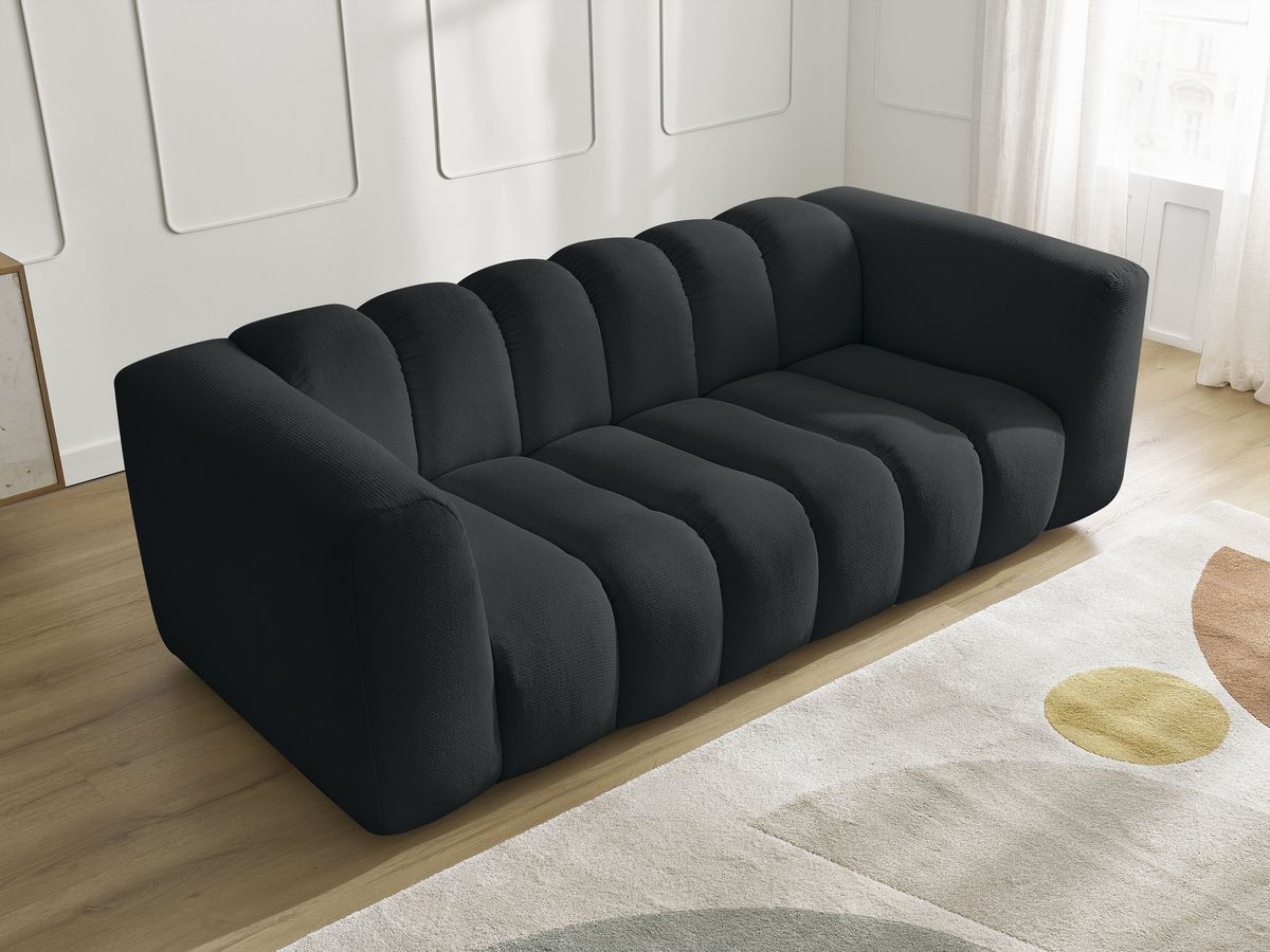 Bobochic Talia Sofa 3-Sitzer Melange-Stoff Schwarz