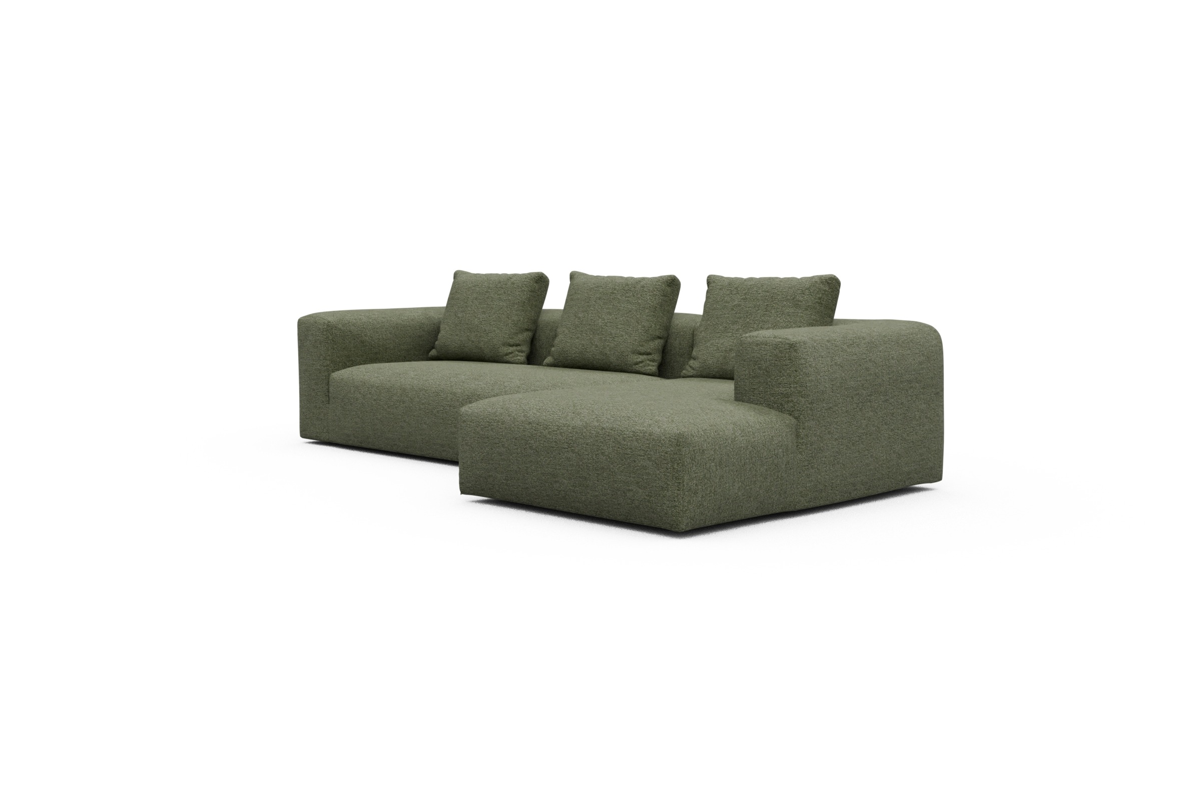 Ecksofa Fred Chaiselongue rechts mit 2,5-Sitzer Carreno-Vivid-Green