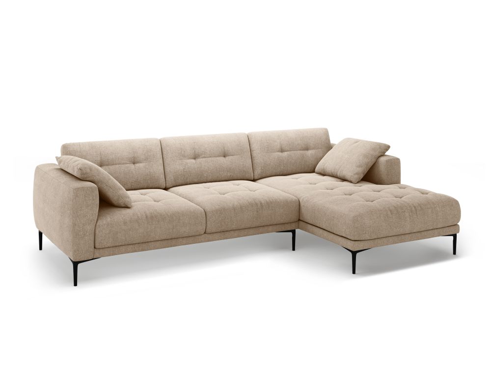 Cosmopolitan Design Ecksofa Lazio 3-Sitzer Strukturierter Stoff Sorella Sand Rechts