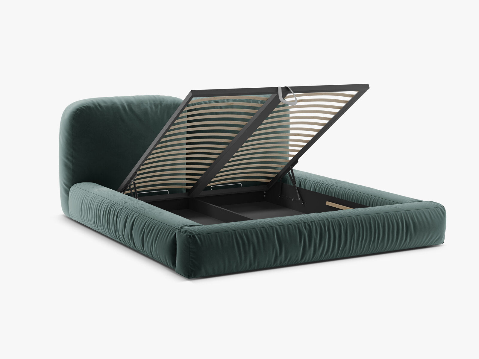 Micadoni Stauraumbett mit Kopfteil Martina Samt Vogue Petrol 180x200