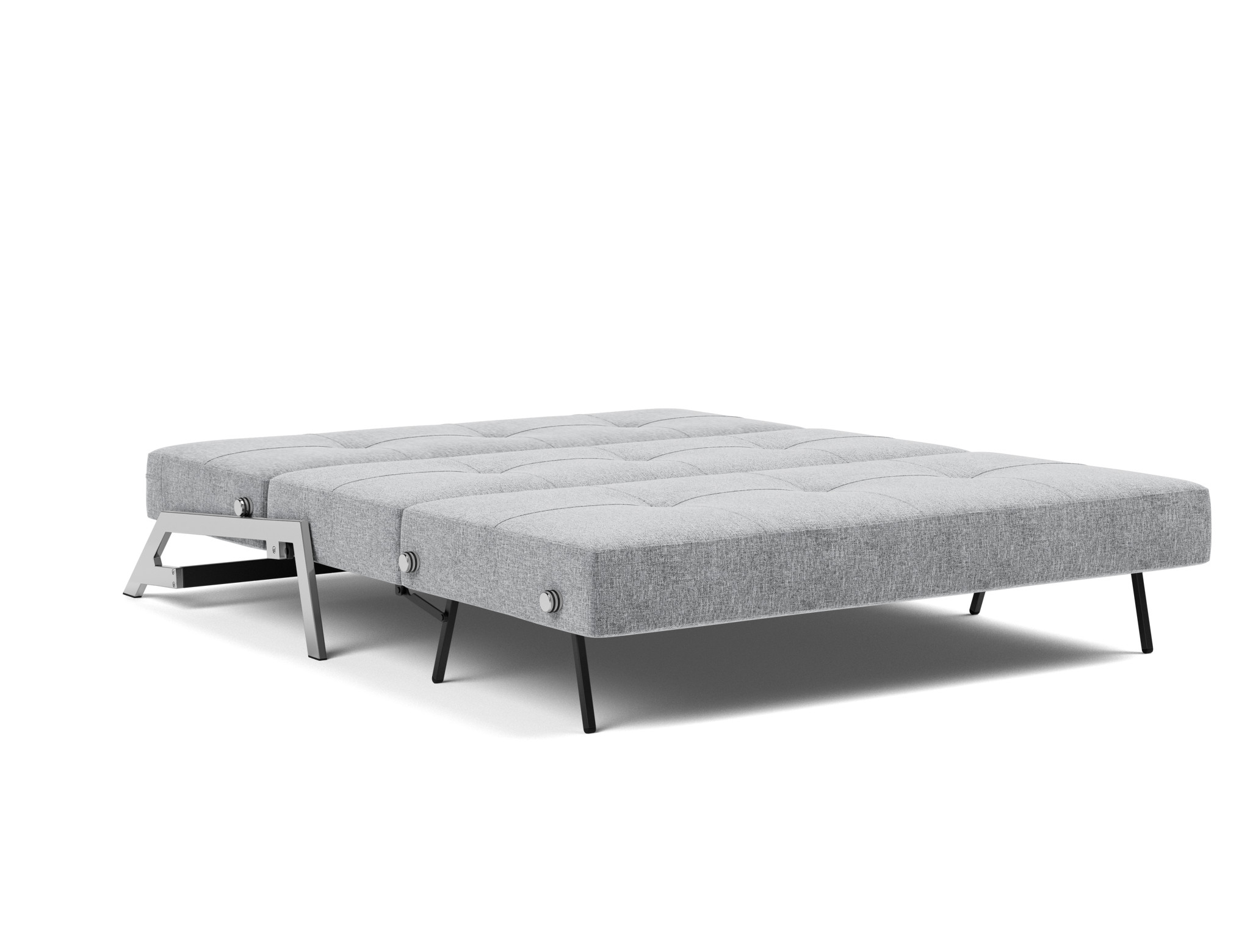 Schlafsofa Cubed 160 Strukturierter Stoff Twist 565-Granite Beine Chrom