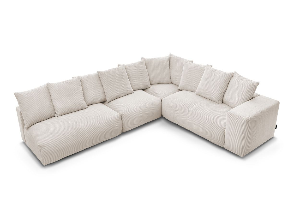 Bobochic Voltaire Ecksofa 322 × 268 cm Cordsamt Beige Ecke rechts