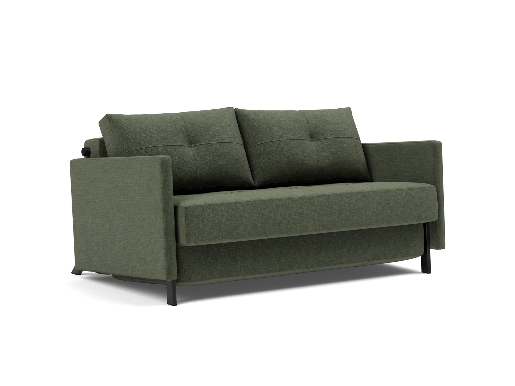 Schlafsofa Cubed mit Armlehnen 140 Chenille Esina 413-Olive-Green