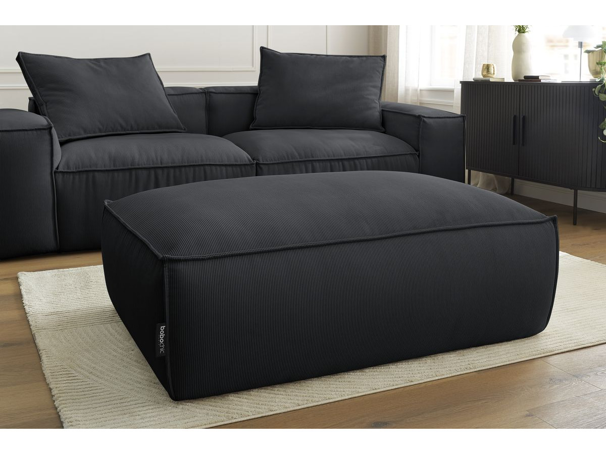 Bobochic Boheme Sofa 4-Sitzer mit Pouf Cordsamt Schwarz