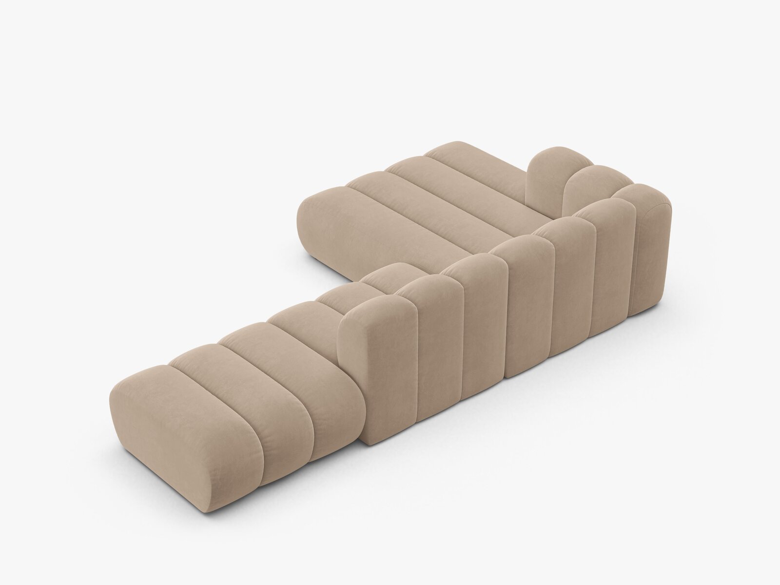 Micadoni Modulares Ecksofa offen Lupine 5-Sitzer Samt Venus Beige Links