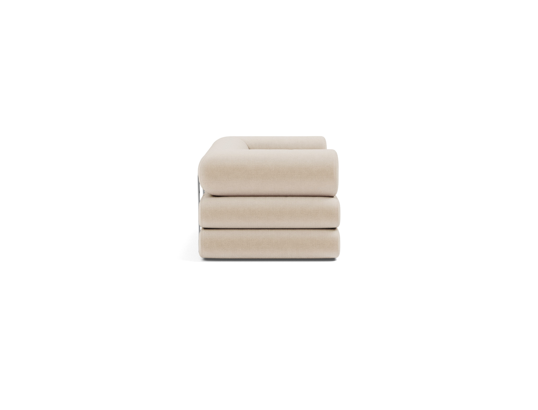 Tagesbett Circlus mit L-förmigen Armlehnen Chenille Esina 410-Almond-Beige