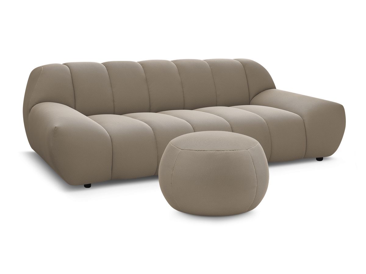 Bobochic Hayden Sofa 2-Sitzer mit Pouf 226 × 107 cm Mesh-Stoff Taupe