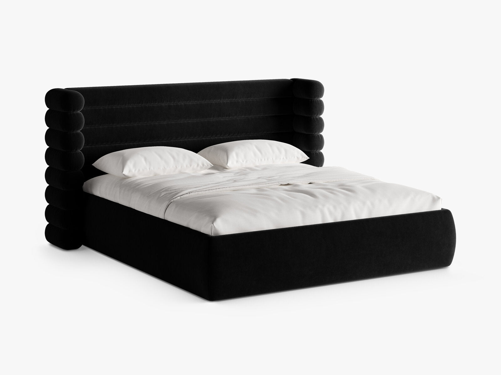 Micadoni Stauraumbett mit Kopfteil Mount Samt Salvador Schwarz 160x200