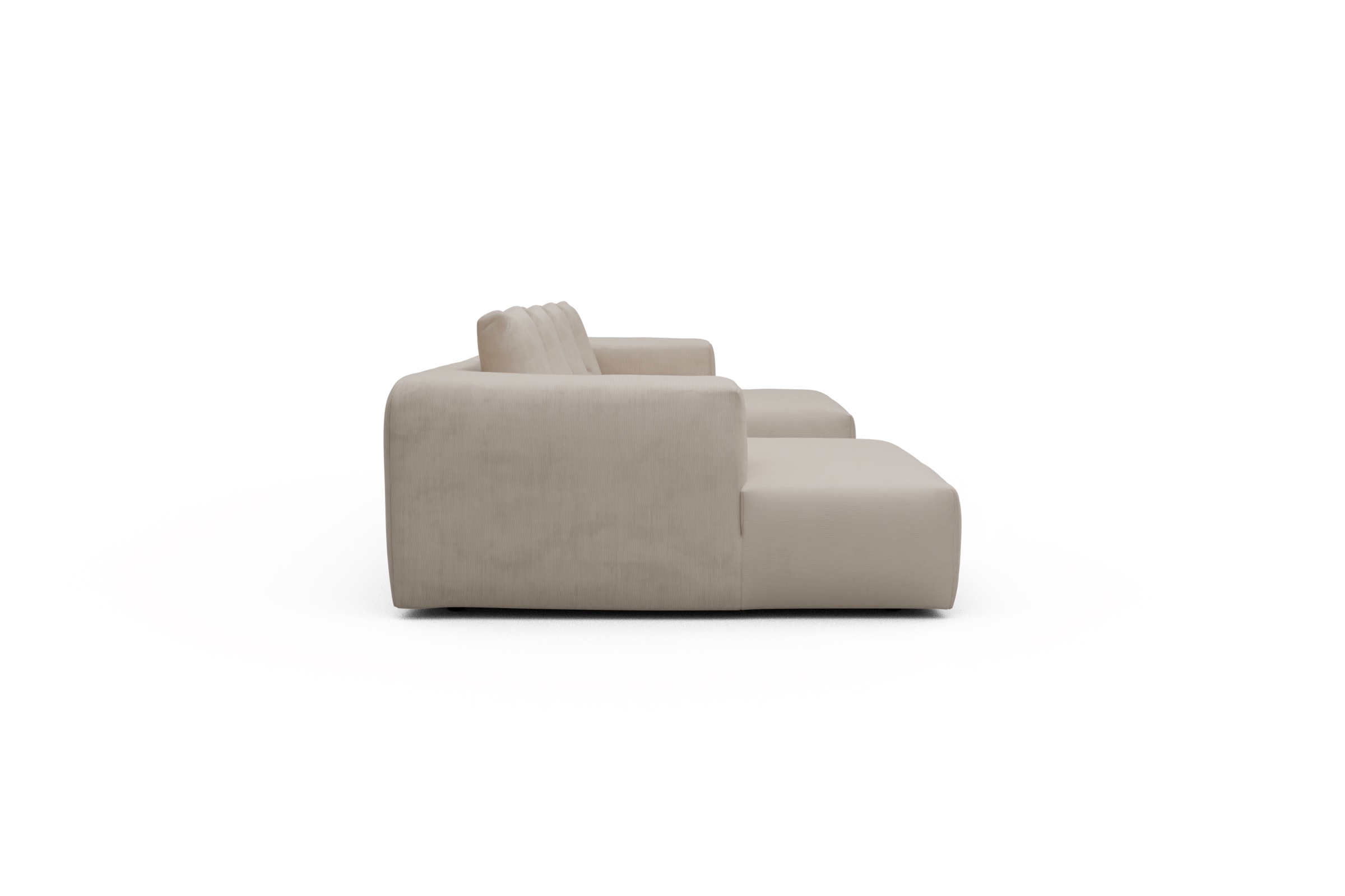 Wohnlandschaft Fred mit 2-Sitzer und Chaiselongue beidseitig Cordufine-Off-White