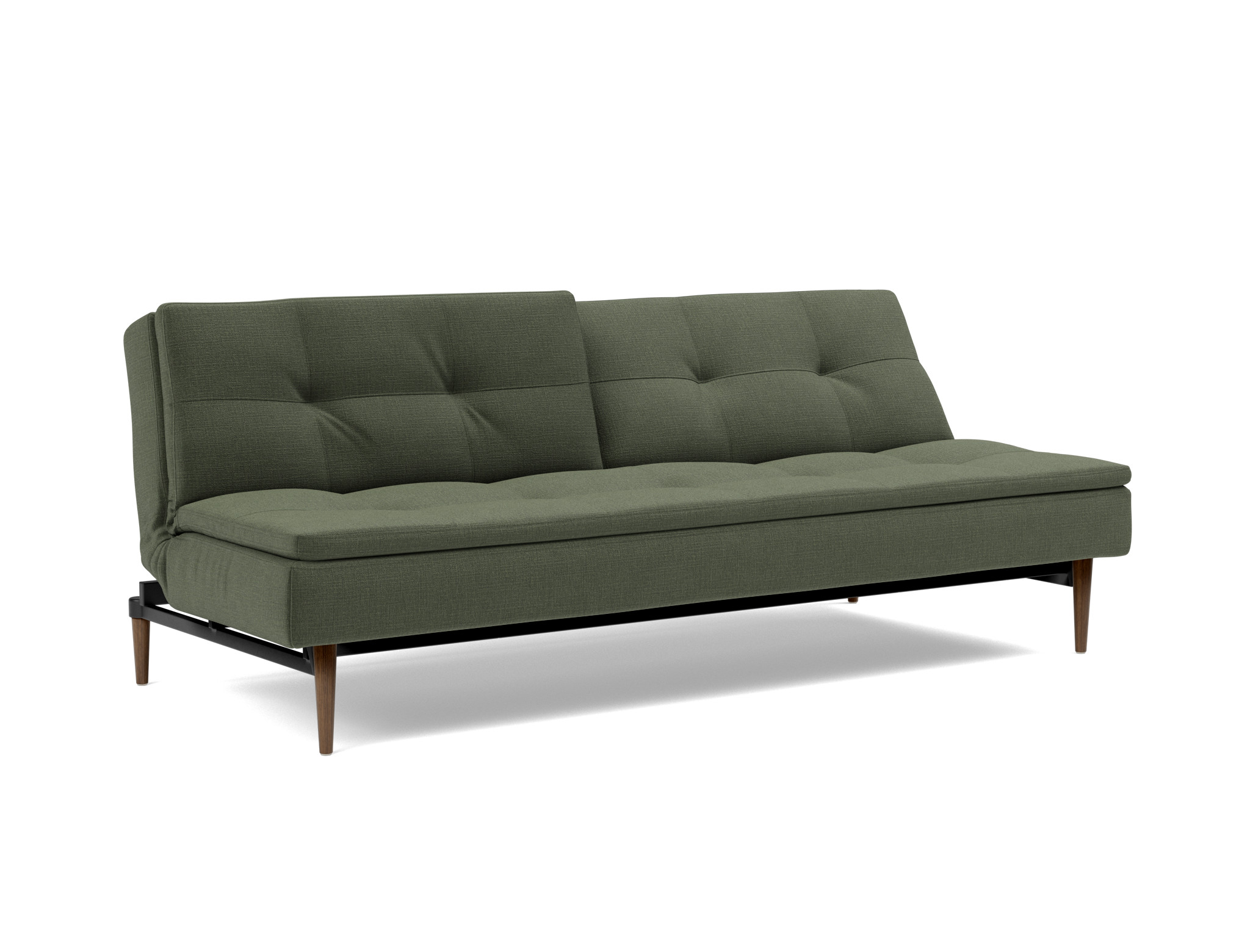 Schlafsofa Dublexo Chenille Esina 413-Olive-Green Beine Styletto Eiche dunkel