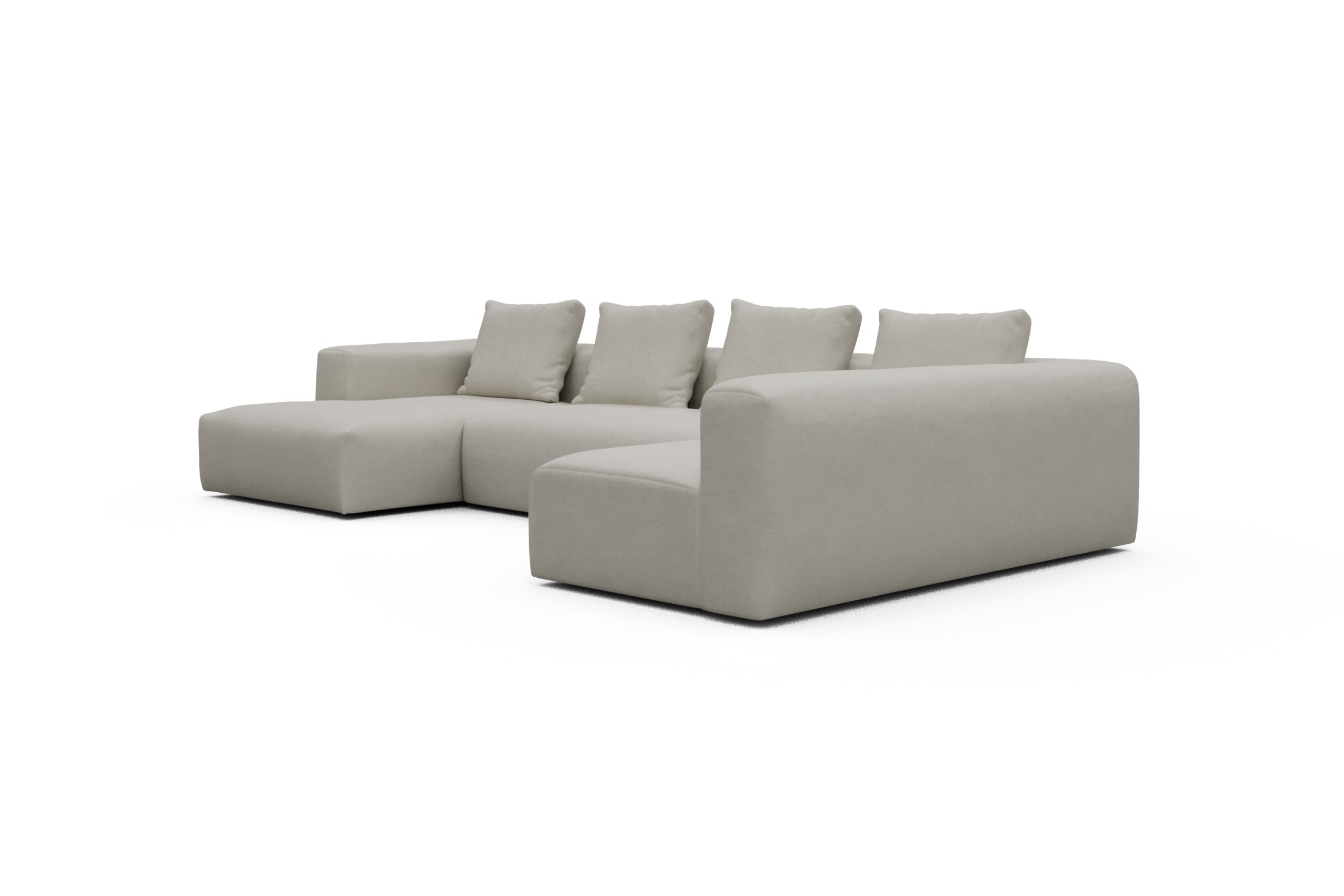 Wohnlandschaft Fred Chaiselongue links mit 2-Sitzer und lange Armlehne rechts Denari-Clean-Beige
