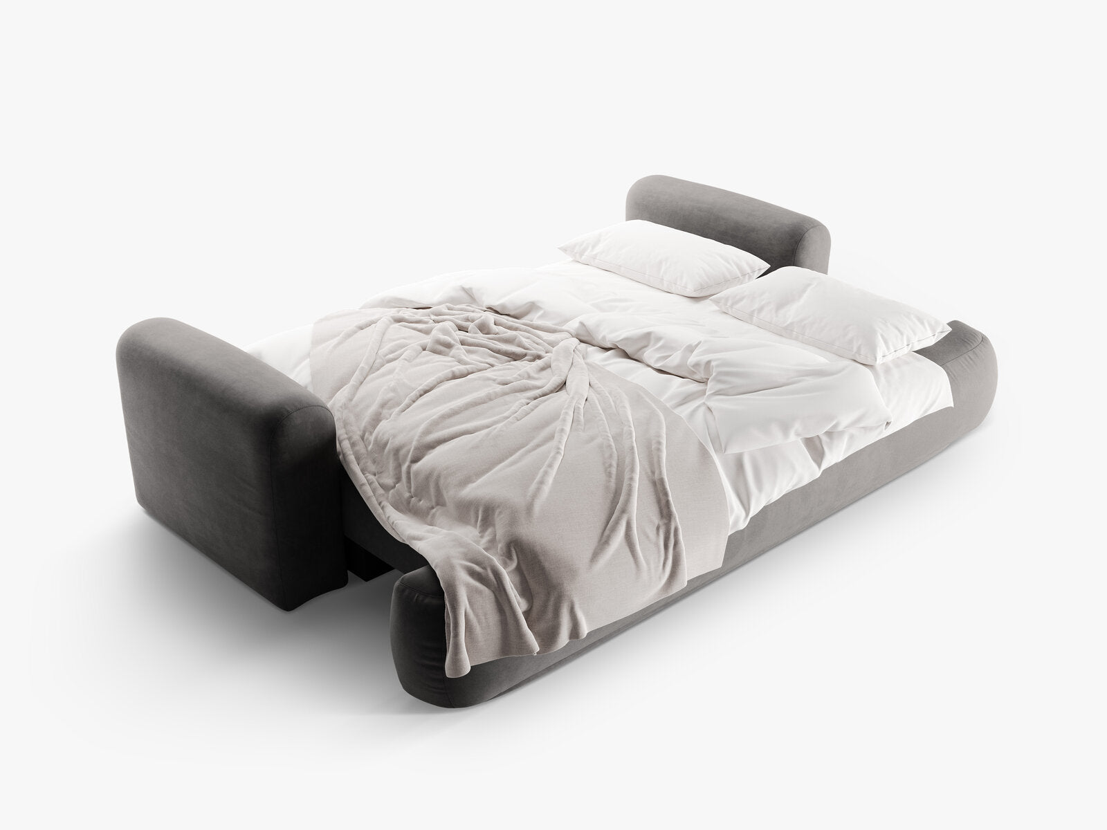 Micadoni Ella Schlafsofa 3-Sitzer mit Bettkasten Samt Vogue Grau