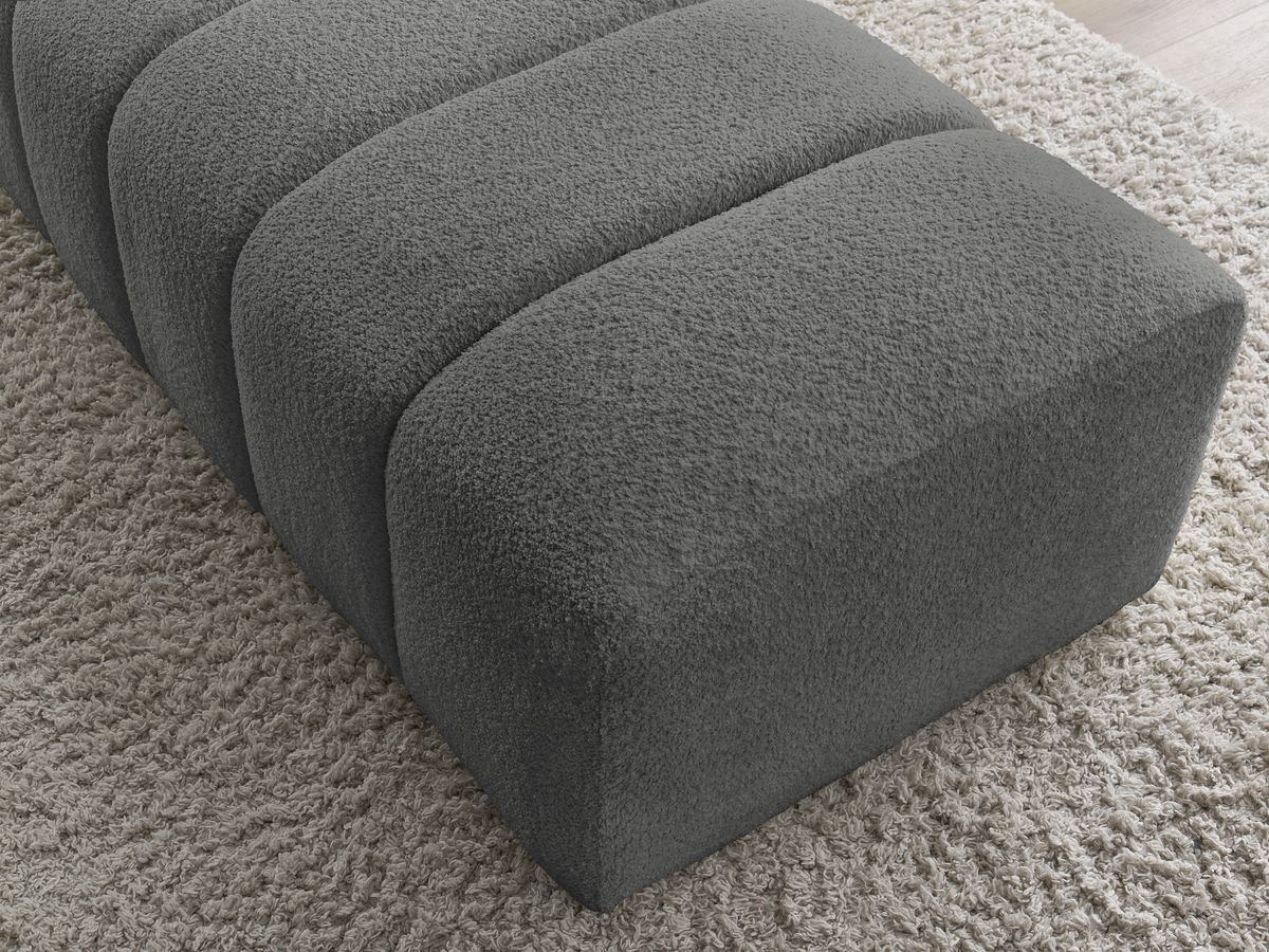 Bobochic Annecy Pouf Bouclé-Stoff Dunkelgrau