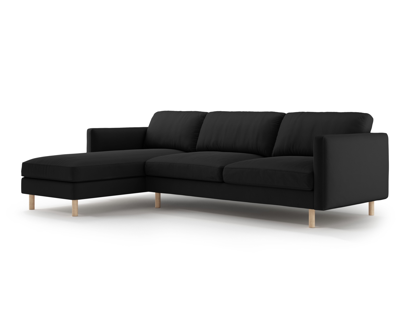 Micadoni Ecksofa Eden 4-Sitzer Links Samt Schwarz