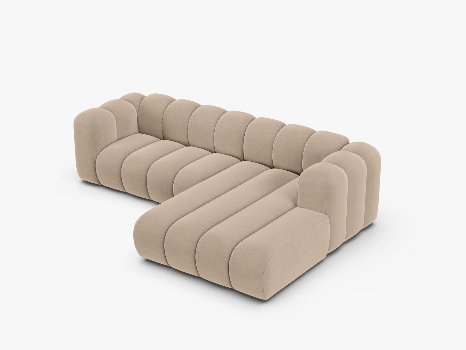Micadoni Modulares Ecksofa Lupine 4-Sitzer mittelgroß Rechts Samt Venus Beige