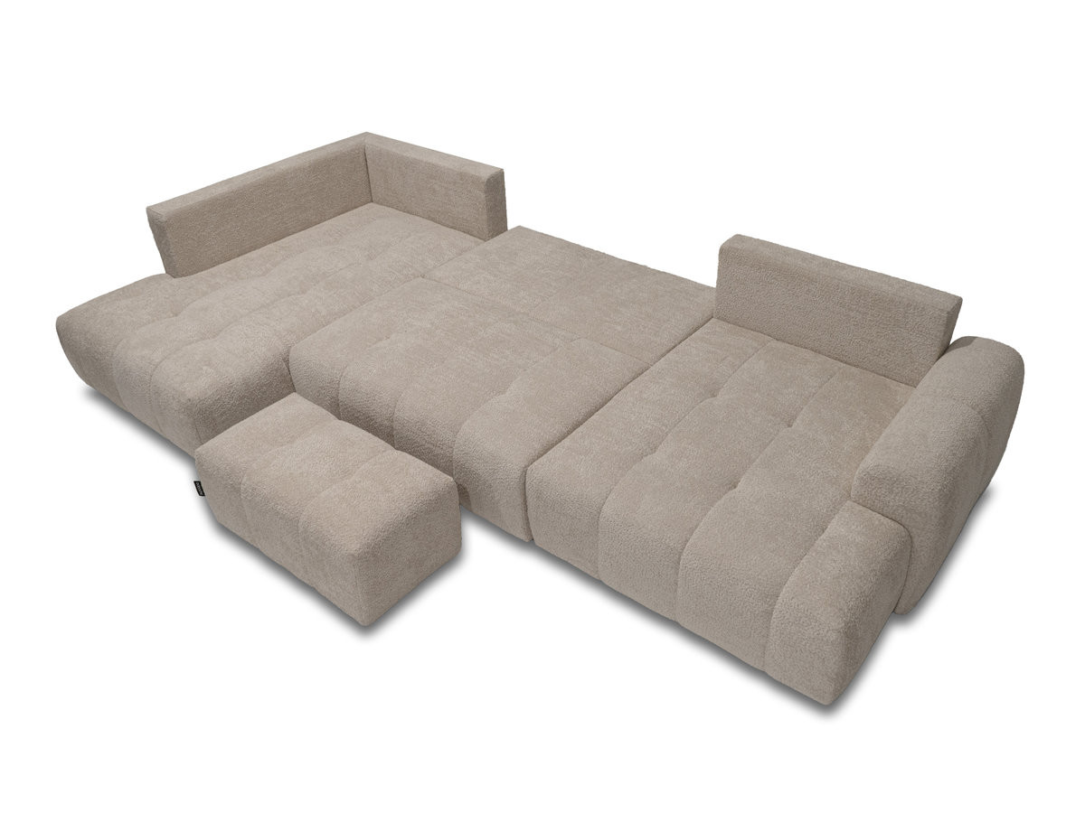 Bobochic Roxelane Wohnlandschaft mit Pouf Bouclé-Stoff Beige Ecke rechts